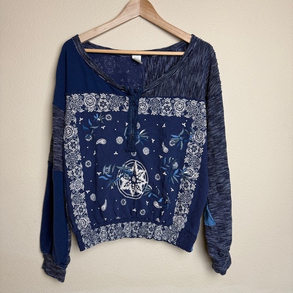 Free People Eaglewood Bandana Embroidered Long Sleeve- Medium - Picture 2 of 10